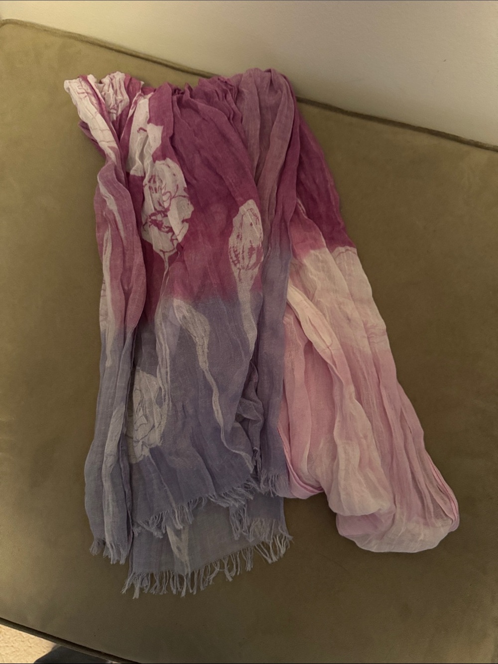 J. Jill Pink Purple Ombre Floral Crinkle Scarf